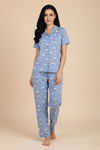Zivame Farm Lore Knit Cotton Pyjama Set - Chambray Blue — thumbnail 2